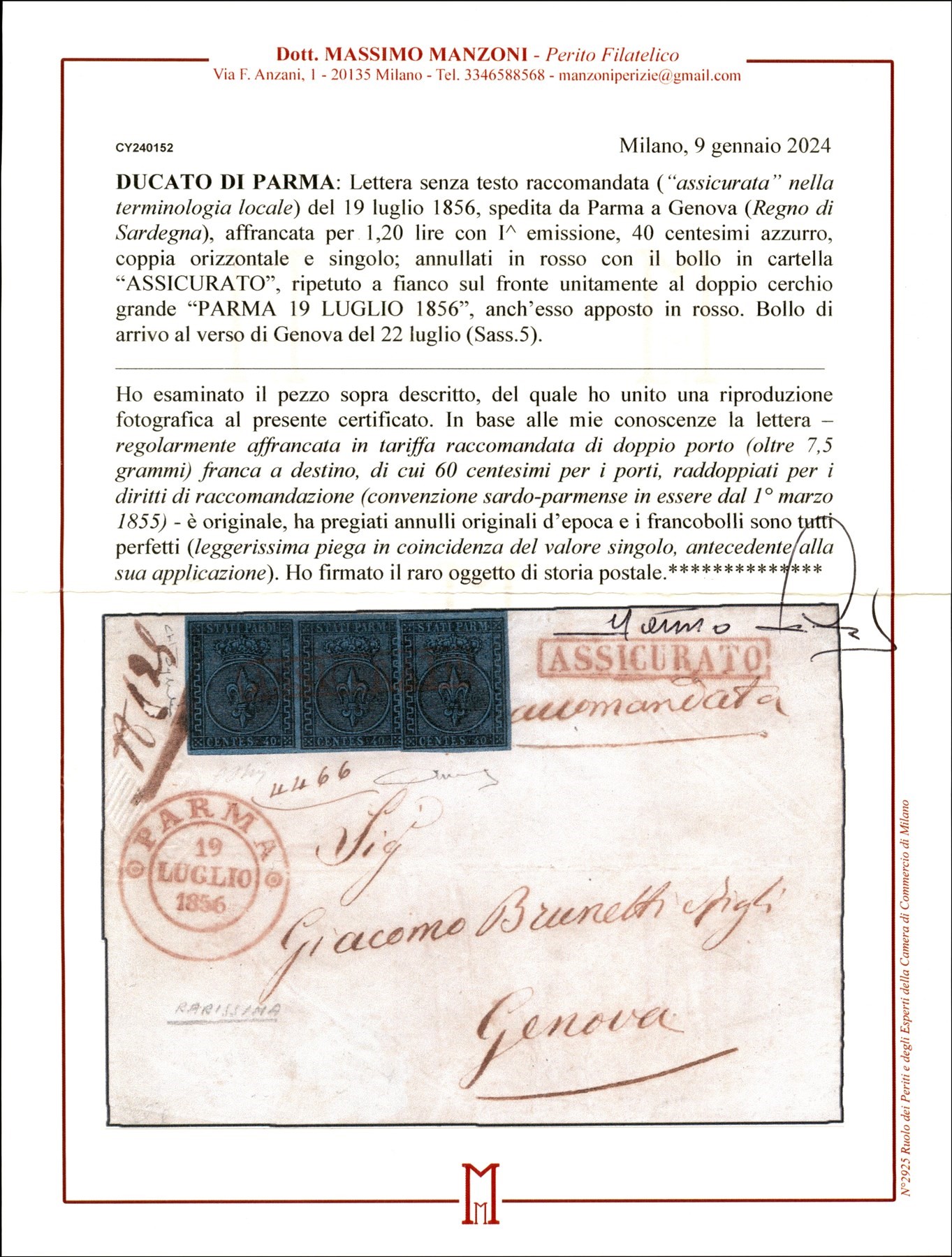 ITALIA / Antichi Stati Italiani / Parma / Posta ordinaria