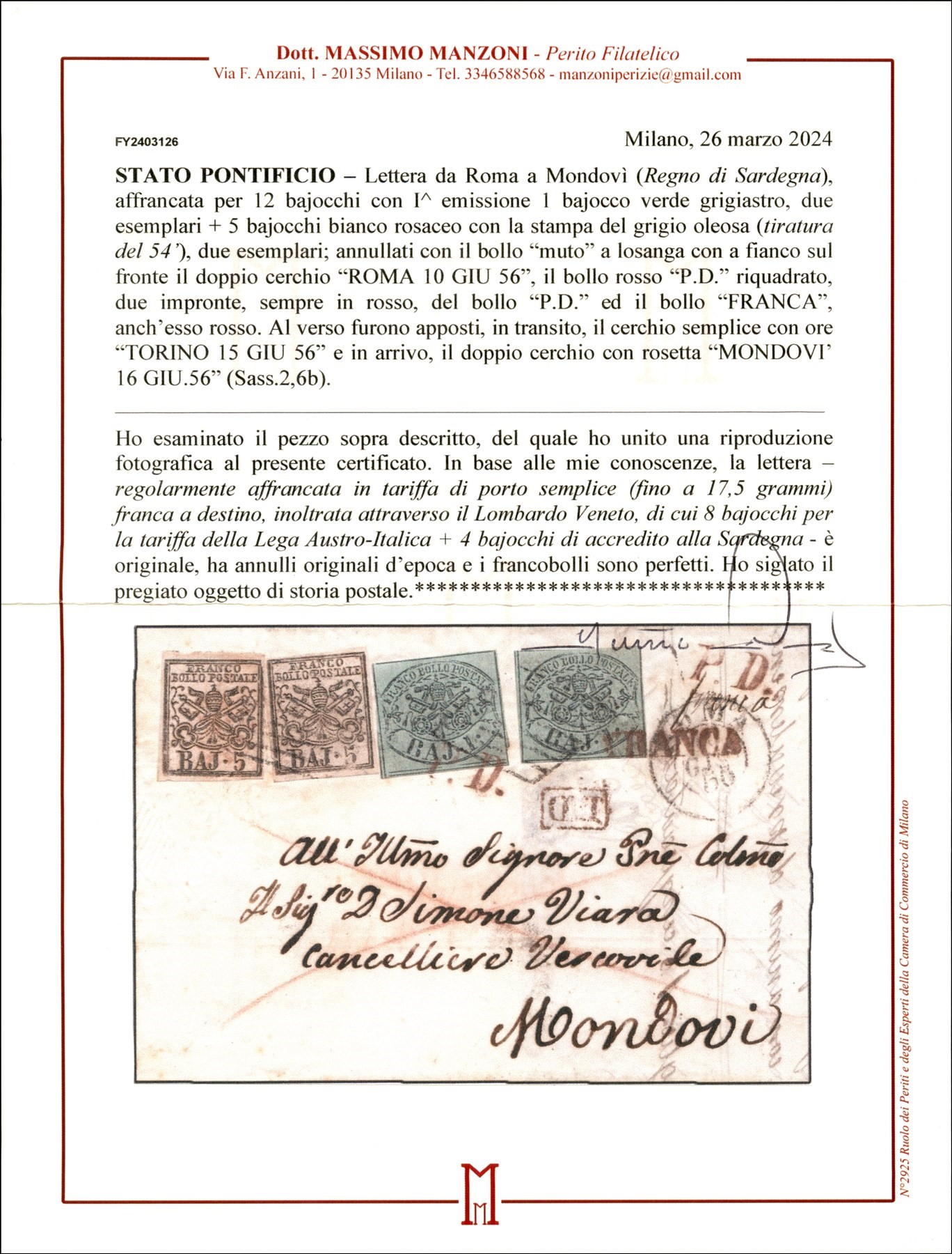 ITALIA / Antichi Stati Italiani / Stato pontificio / Posta ordinaria