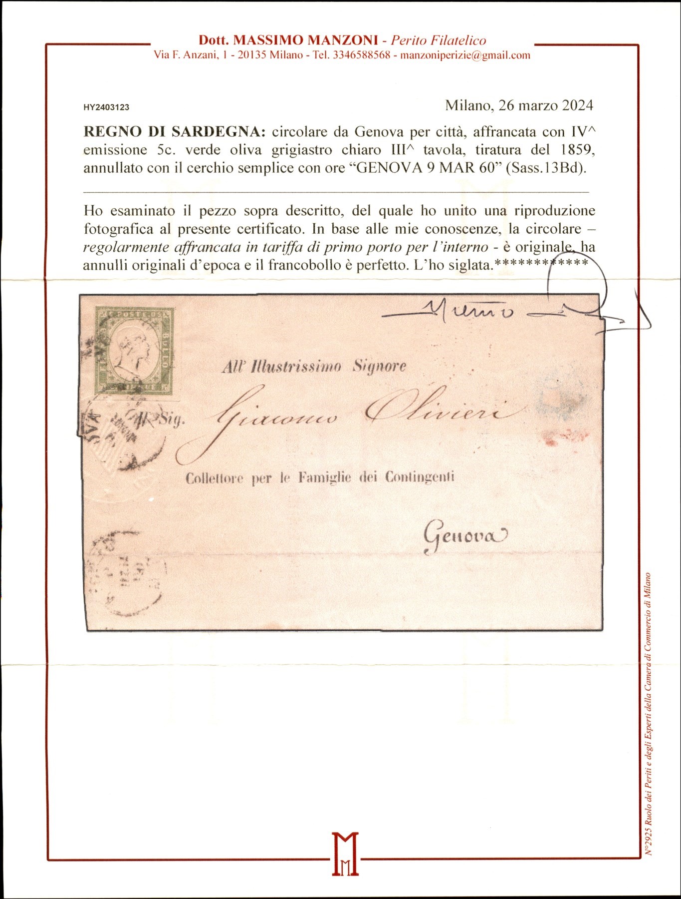 ITALIA / Antichi Stati Italiani / Sardegna / Posta ordinaria