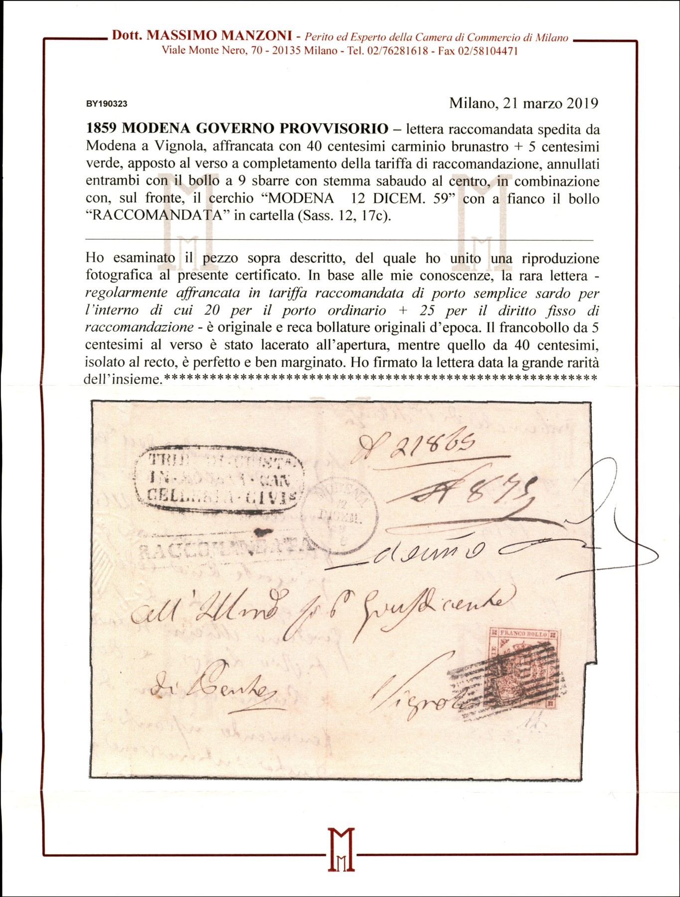 ITALIA / Antichi Stati Italiani / Modena / Posta ordinaria