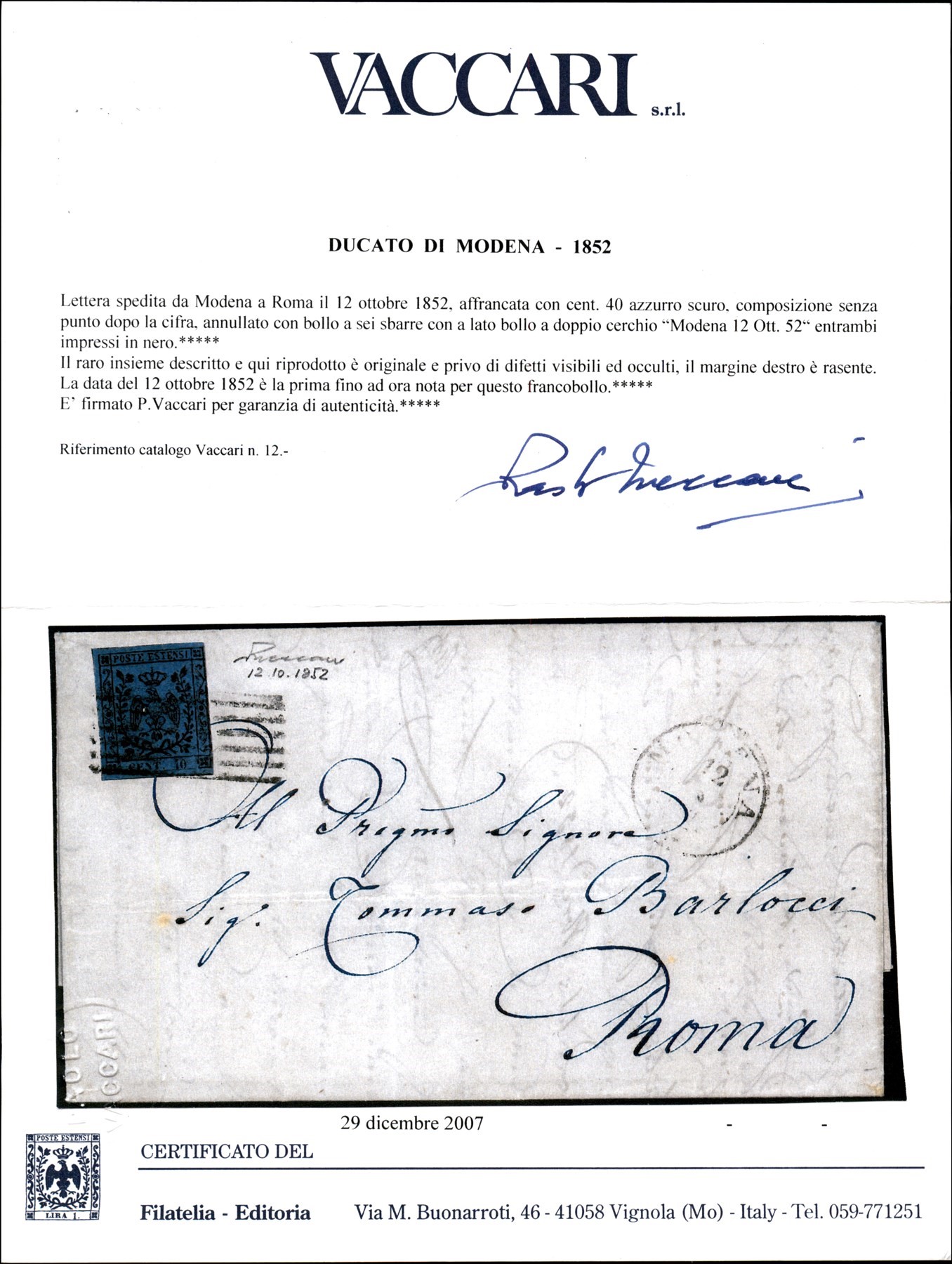 ITALIA / Antichi Stati Italiani / Modena / Posta ordinaria