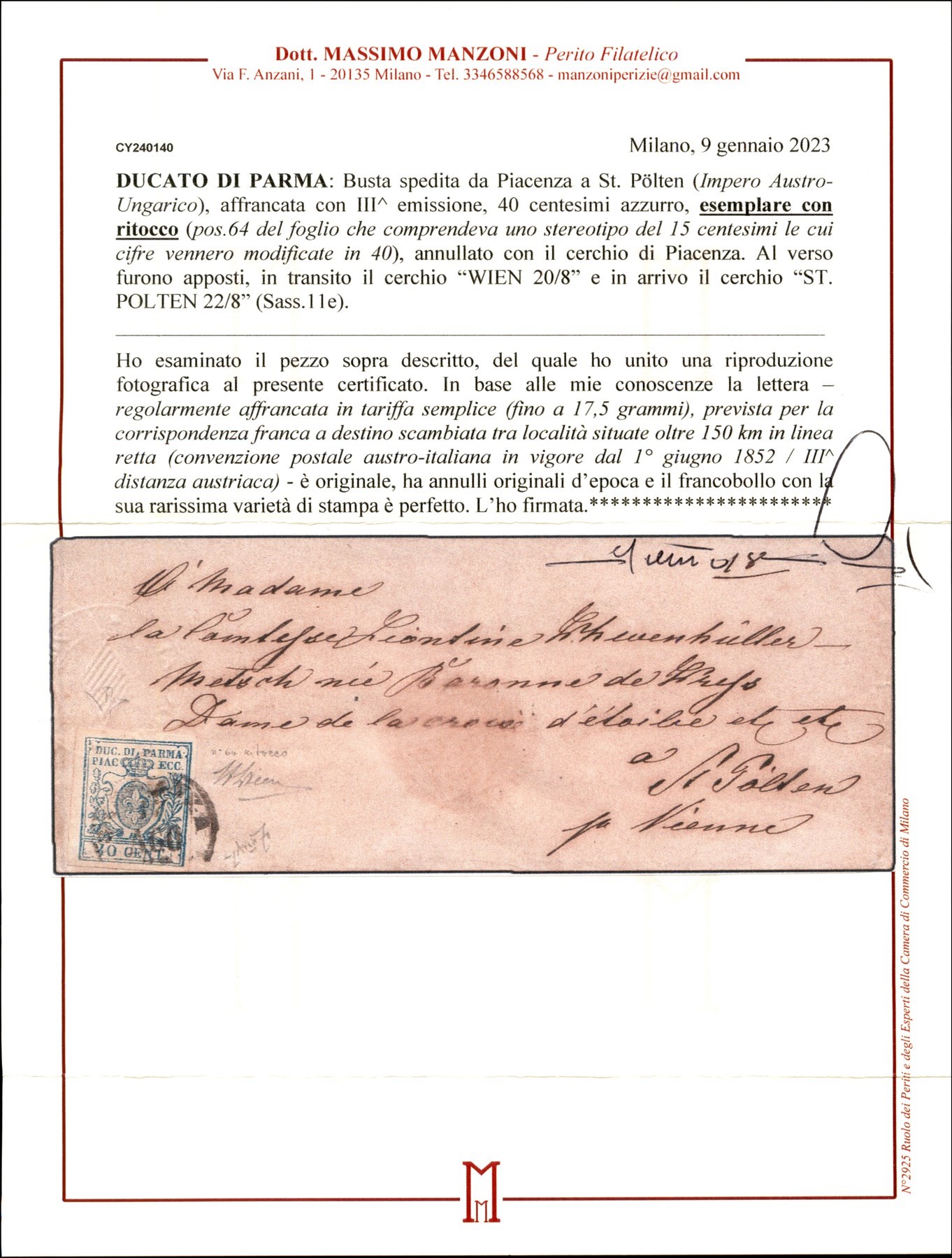 ITALIA / Antichi Stati Italiani / Parma / Posta ordinaria