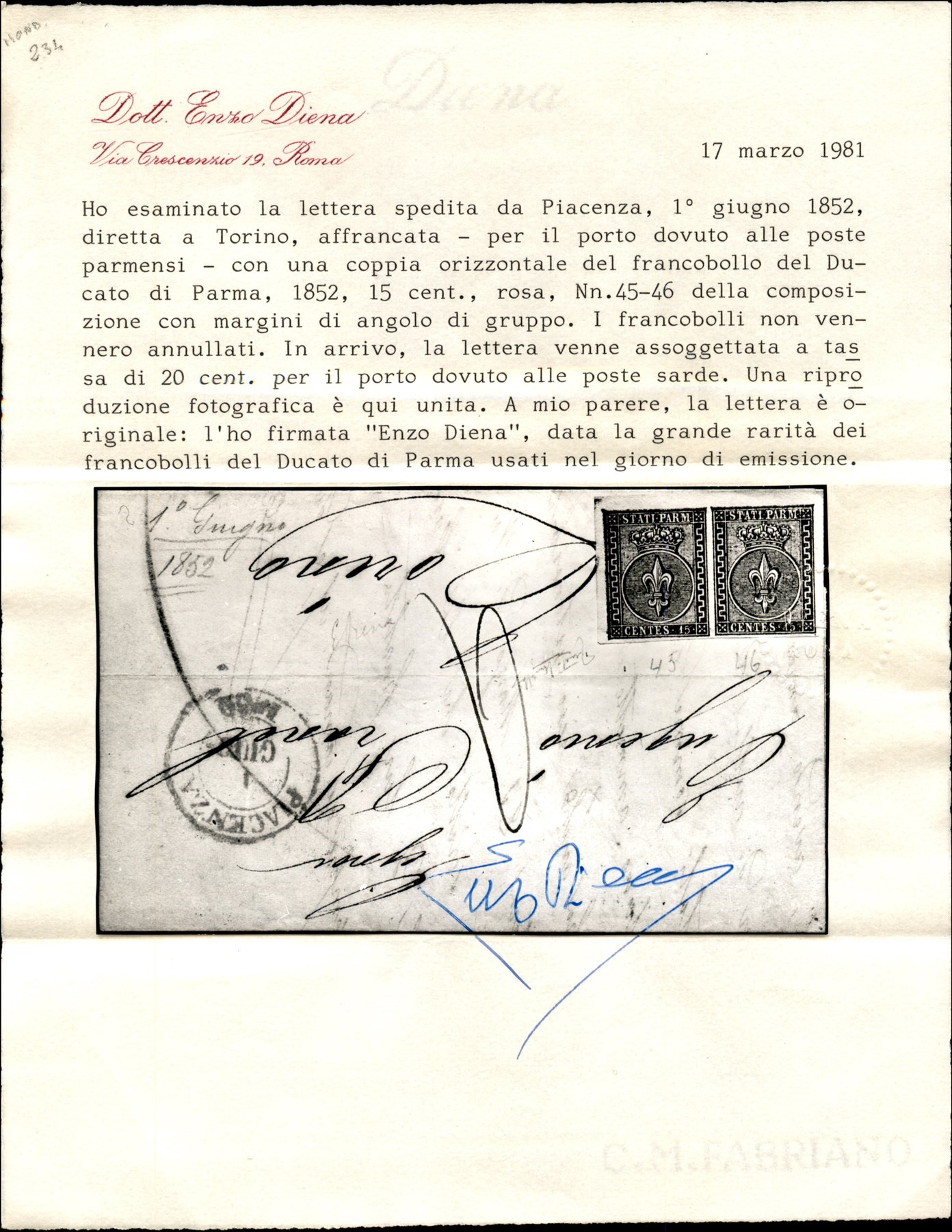 Italia / Antichi Stati Italiani / Parma / Posta Ordinaria