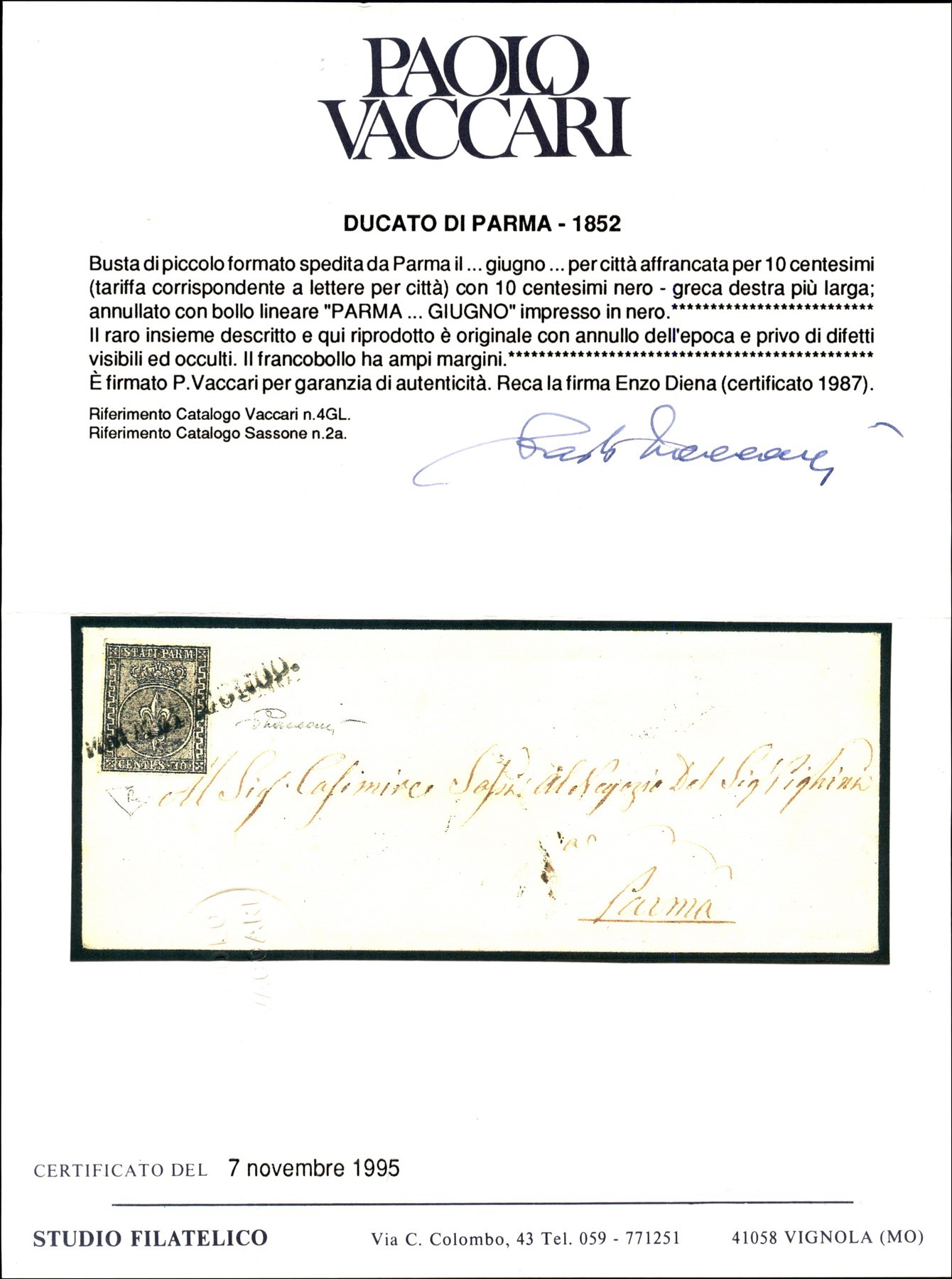 Italia / Antichi Stati Italiani / Parma / Posta Ordinaria