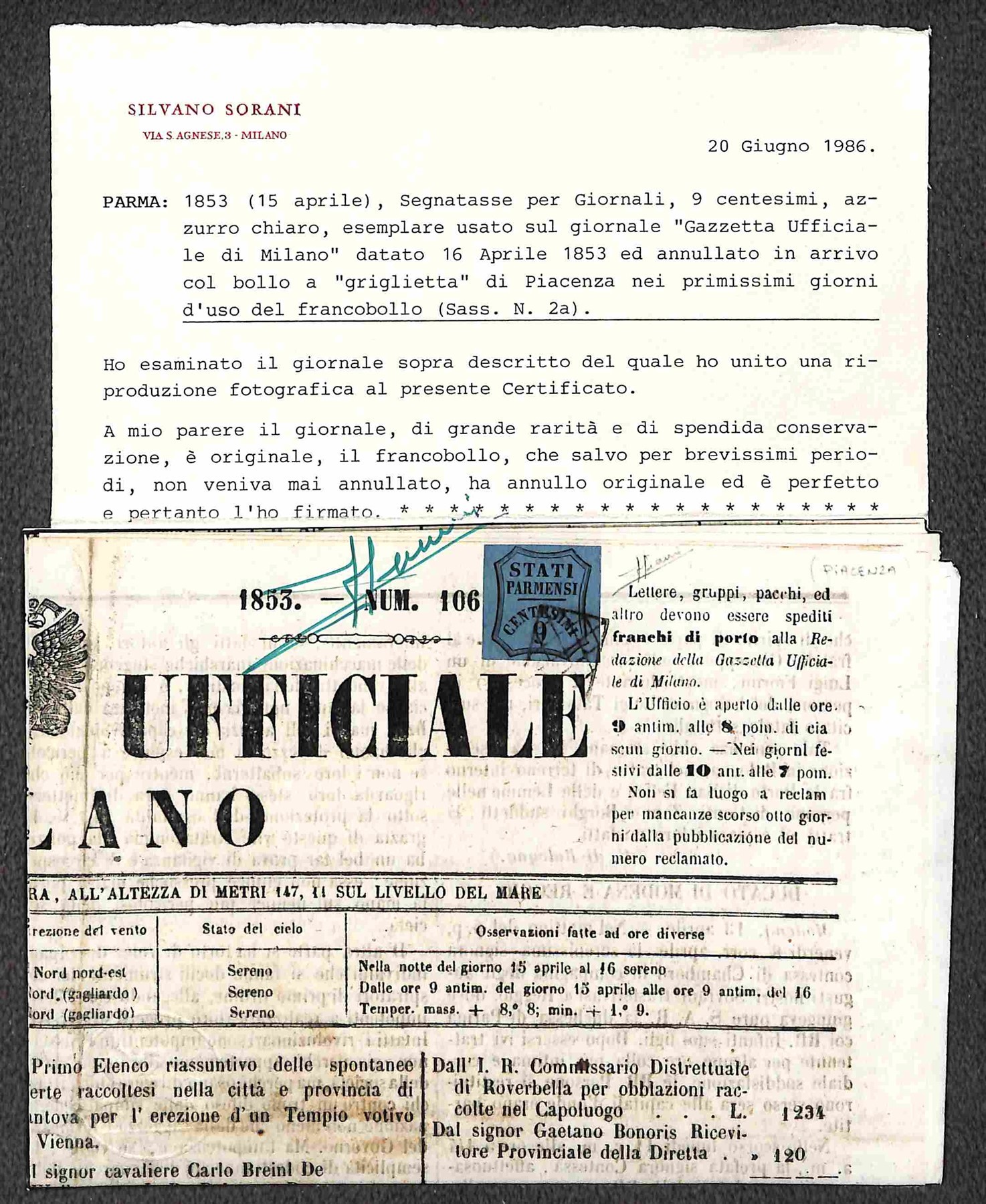 Italia / Antichi Stati Italiani / Parma / Posta Ordinaria