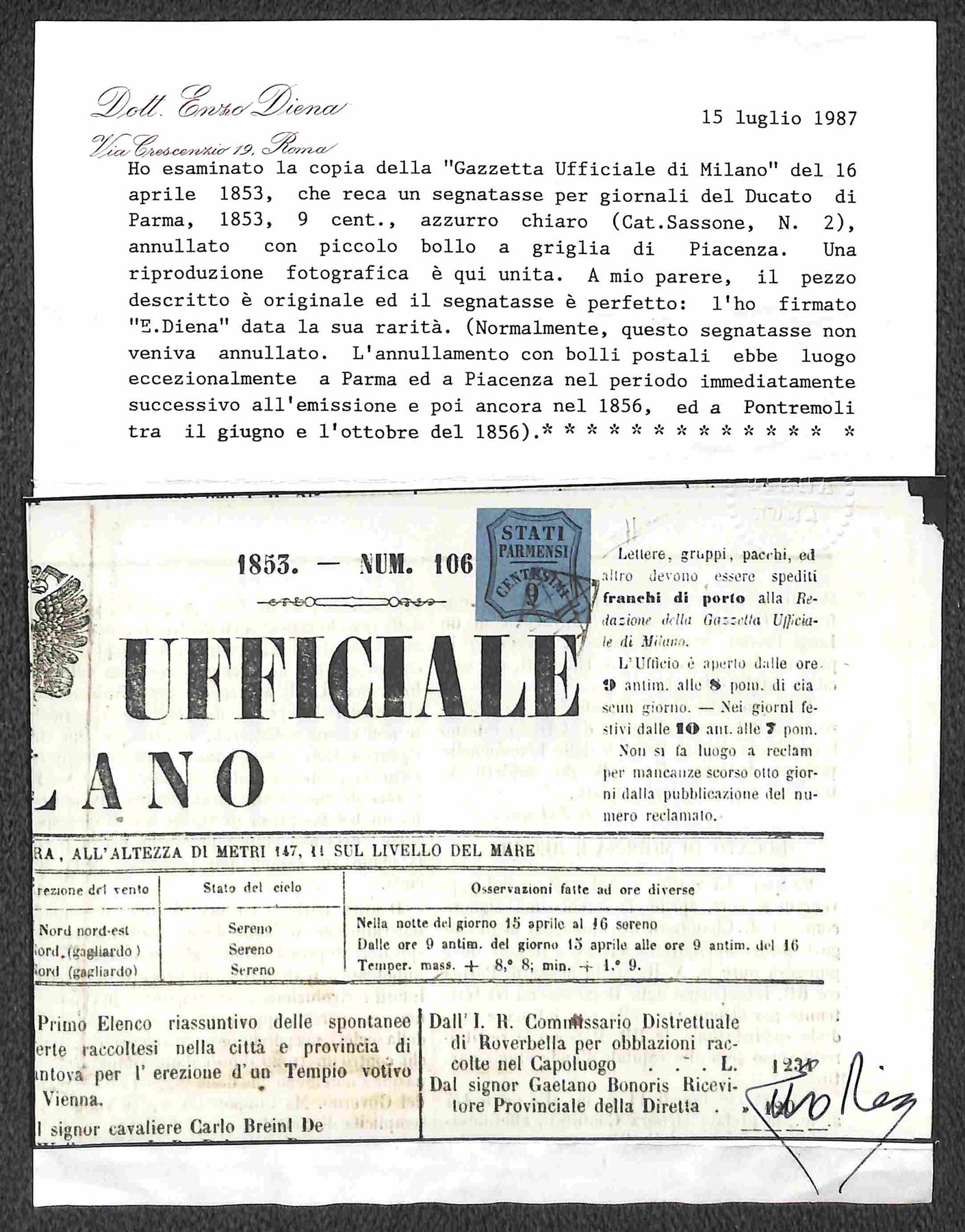 Italia / Antichi Stati Italiani / Parma / Posta Ordinaria