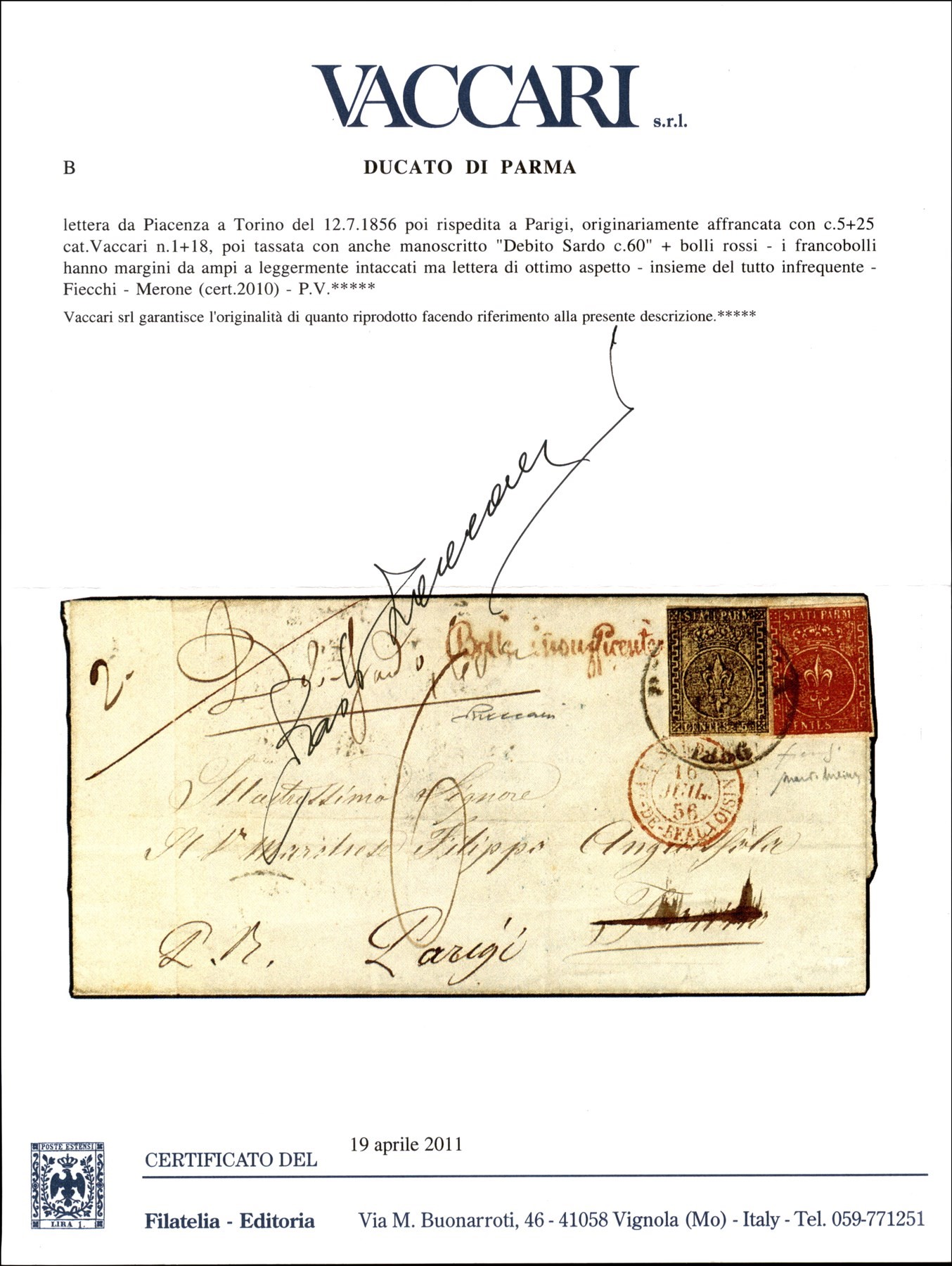 Italia / Antichi Stati Italiani / Parma / Posta Ordinaria