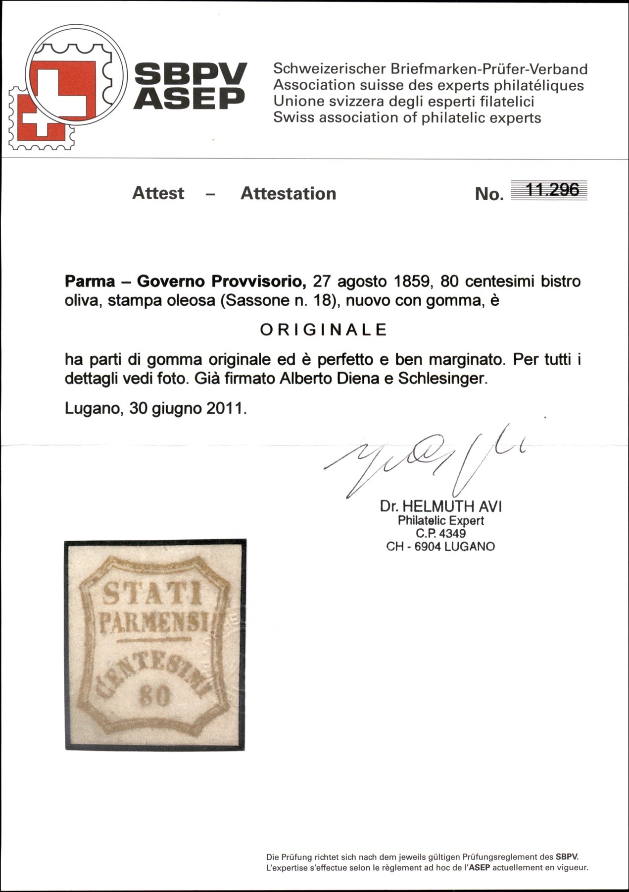 ITALIA / Antichi Stati Italiani / Parma / Governo Provvisorio / Posta ordinaria