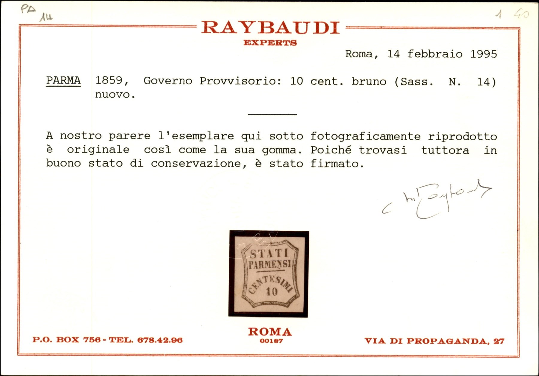 ITALIA / Antichi Stati Italiani / Parma / Governo Provvisorio / Posta ordinaria