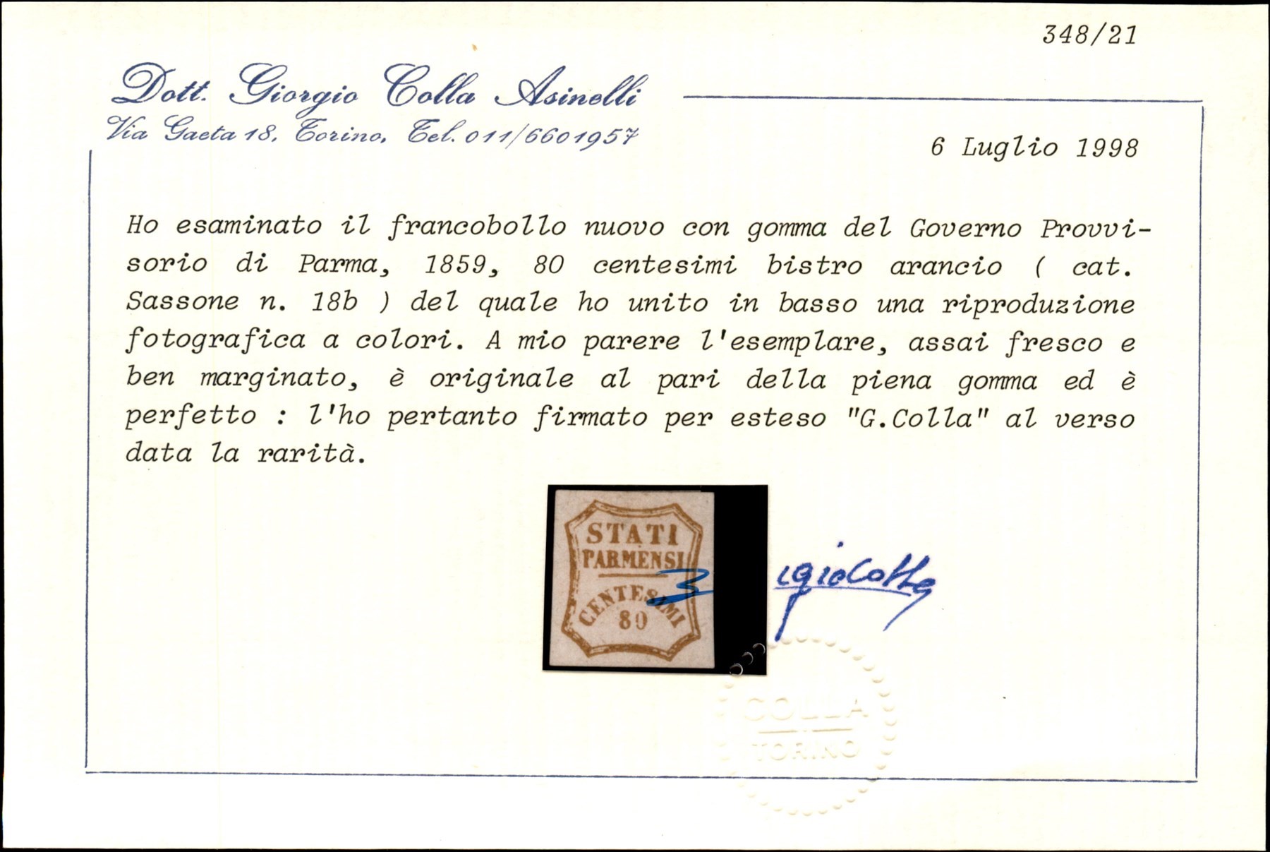 ITALIA / Antichi Stati Italiani / Parma / Governo Provvisorio / Posta ordinaria