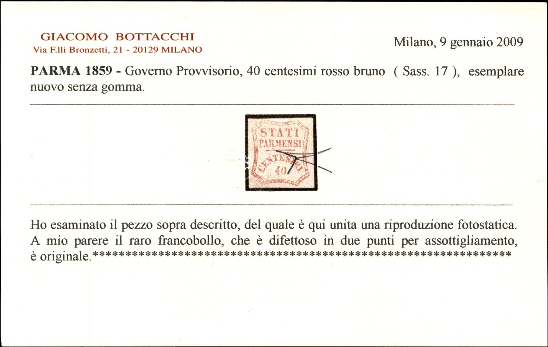 ITALIA / Antichi Stati Italiani / Parma / Governo Provvisorio / Posta ordinaria