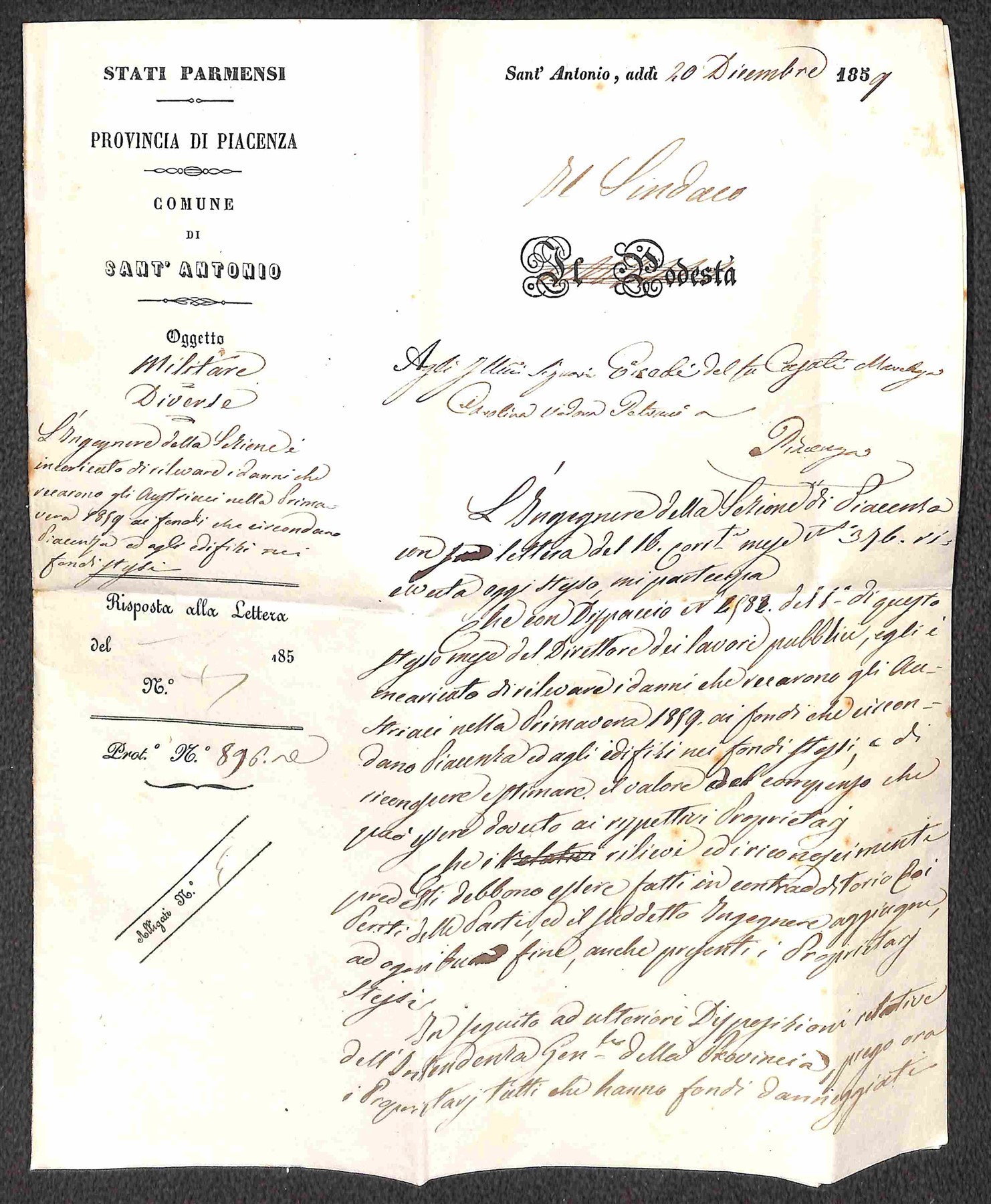 ITALIA / Antichi Stati Italiani / Parma / Posta ordinaria