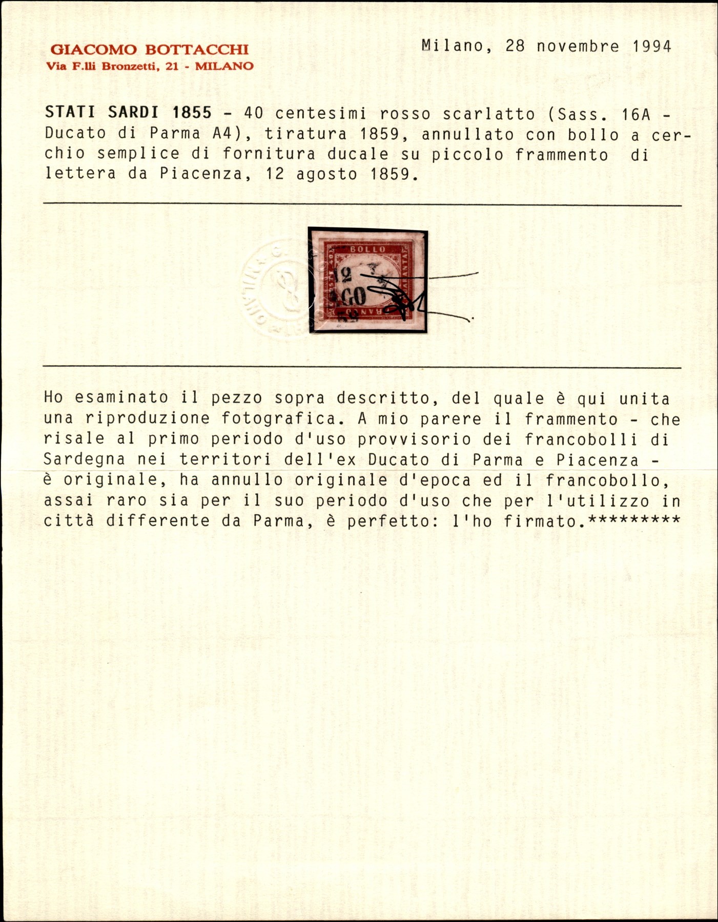 Italia / Antichi Stati Italiani / Parma / Posta Ordinaria