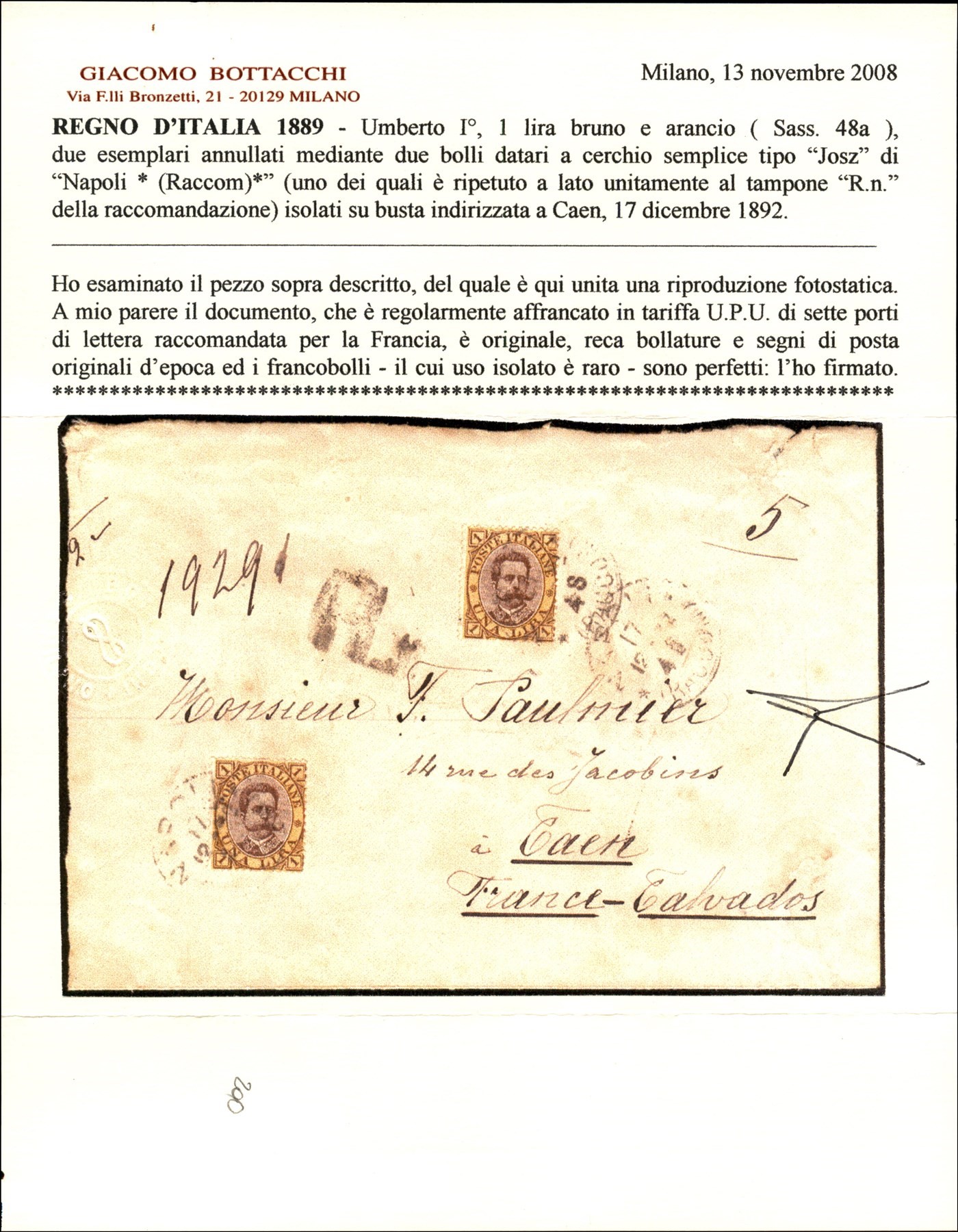 ITALIA / Regno / Umberto I / Posta ordinaria