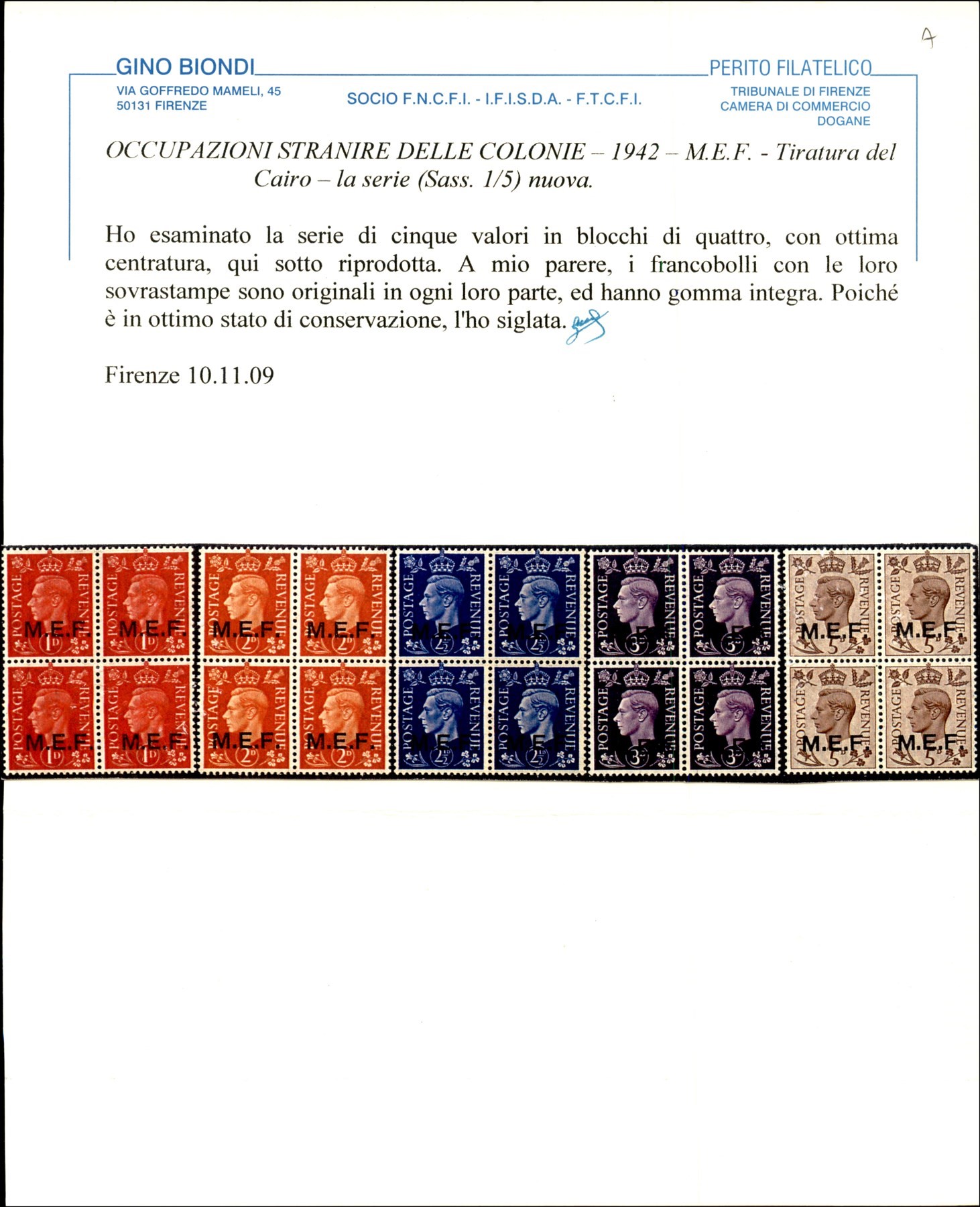 Italia / Occupazioni Straniere delle Colonie / Occupazione Britannica / M.e.f. / Posta Ordinaria