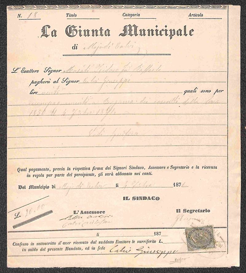 Italia / Regno / Vittorio Emanuele II / Posta Ordinaria