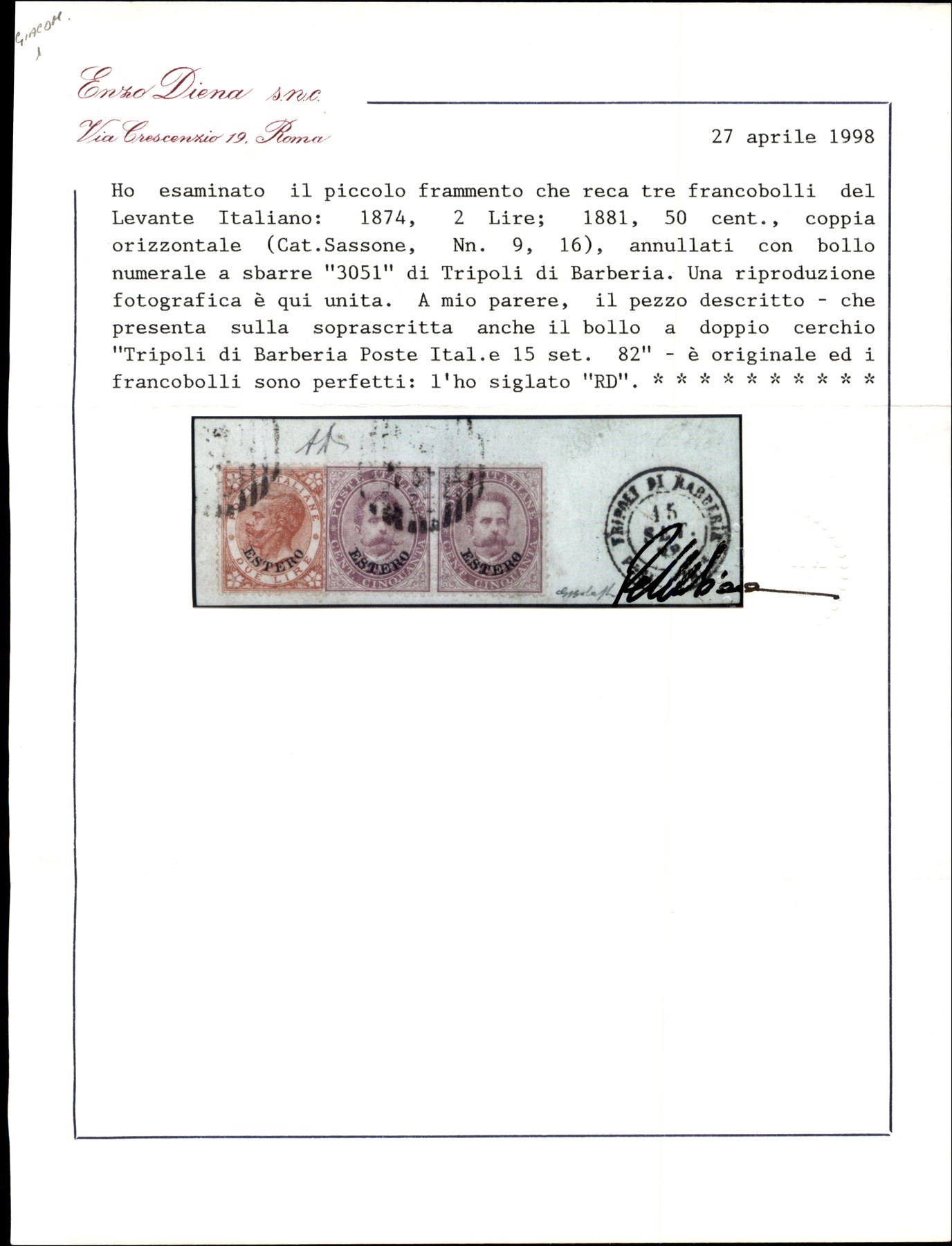 Italia / Uffici Postali All'estero / Tripoli di Barberia / Posta Ordinaria