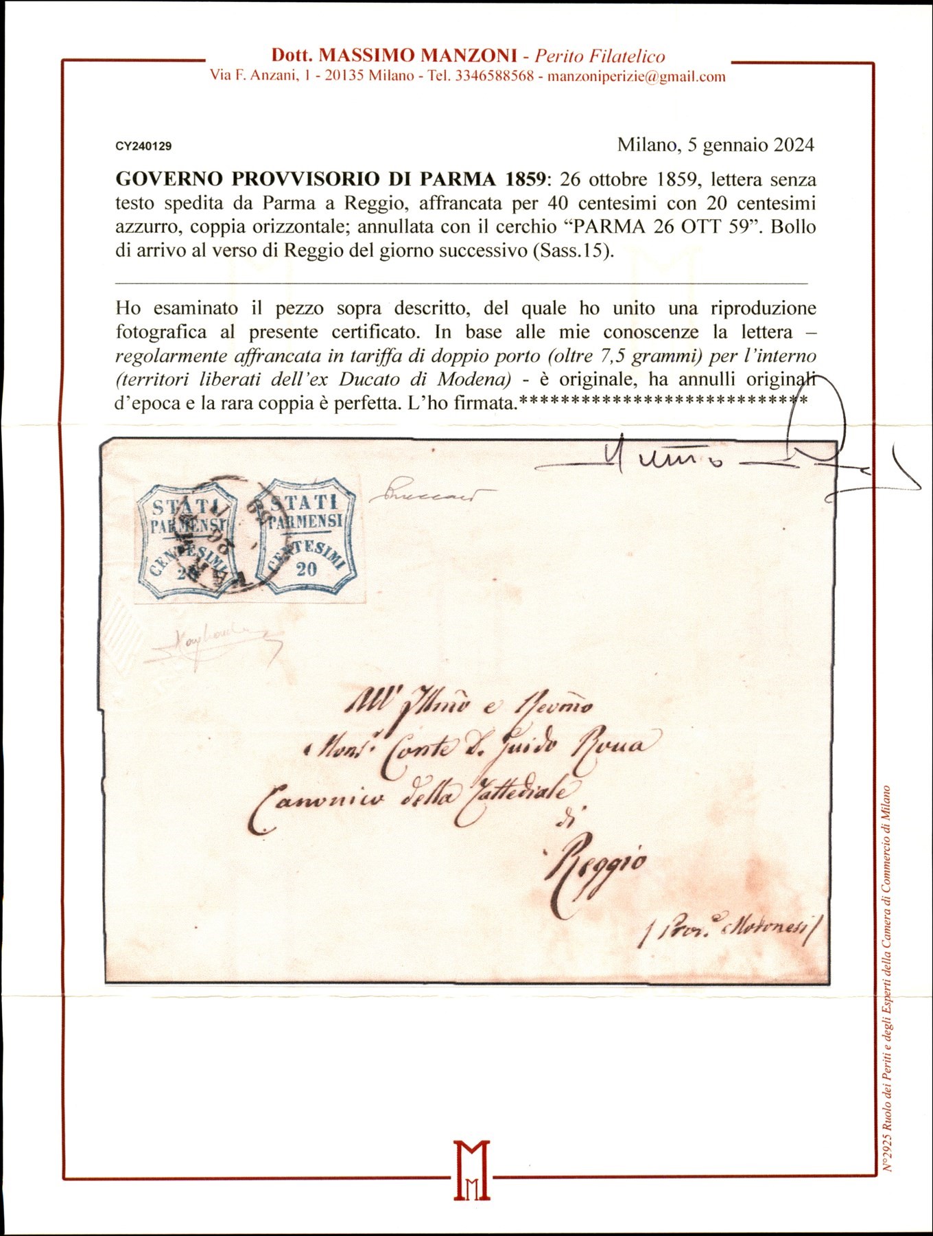 ITALIA / Antichi Stati Italiani / Parma / Posta ordinaria