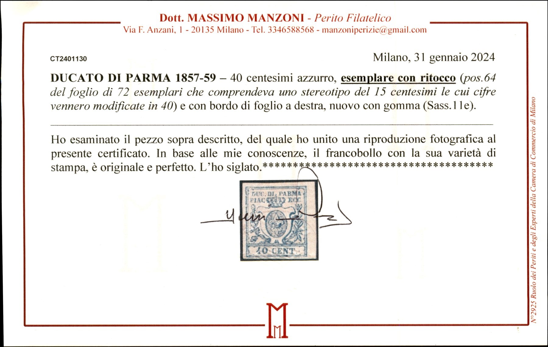 ITALIA / Antichi Stati Italiani / Parma / Posta ordinaria