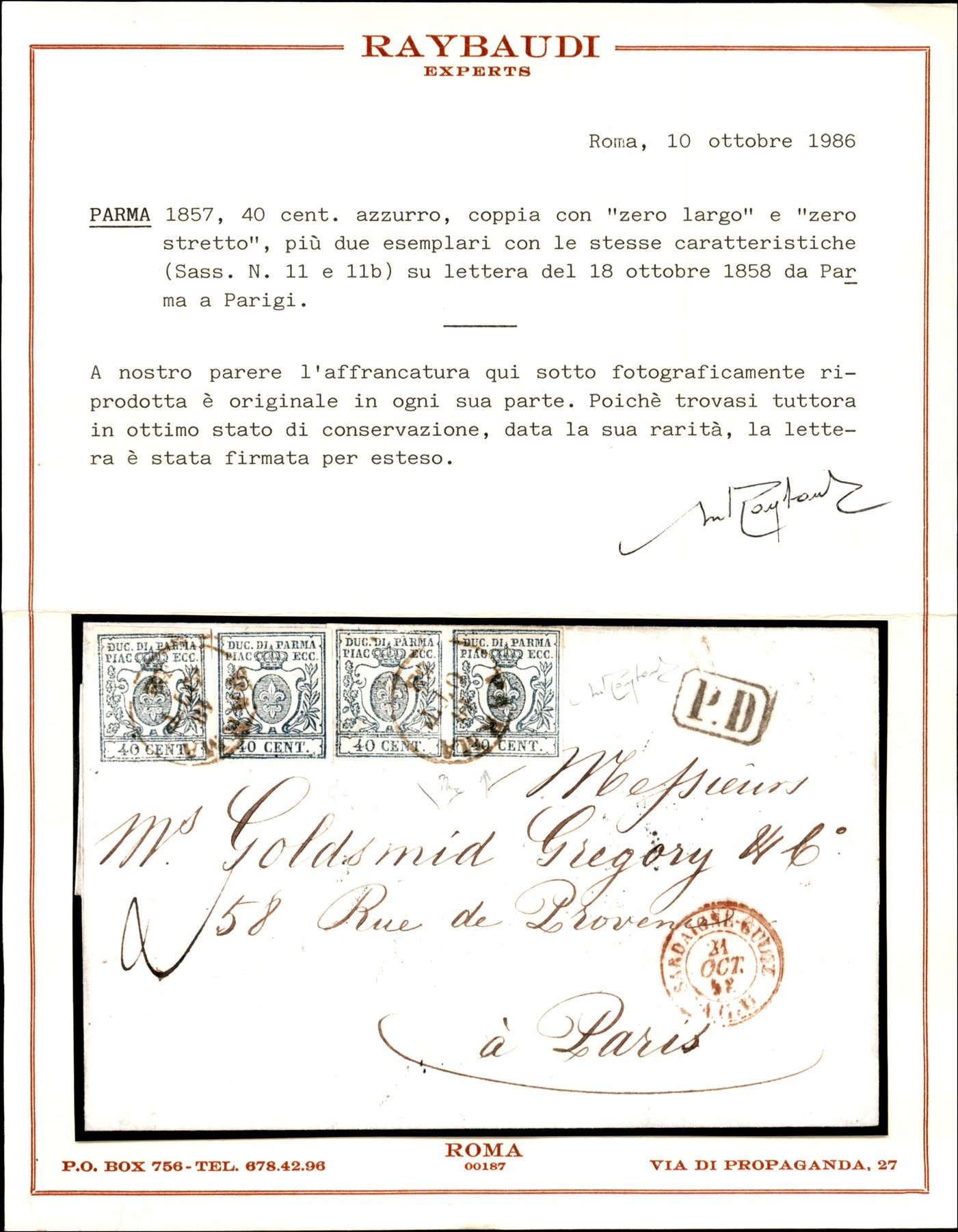 ITALIA / Antichi Stati Italiani / Parma / Posta ordinaria