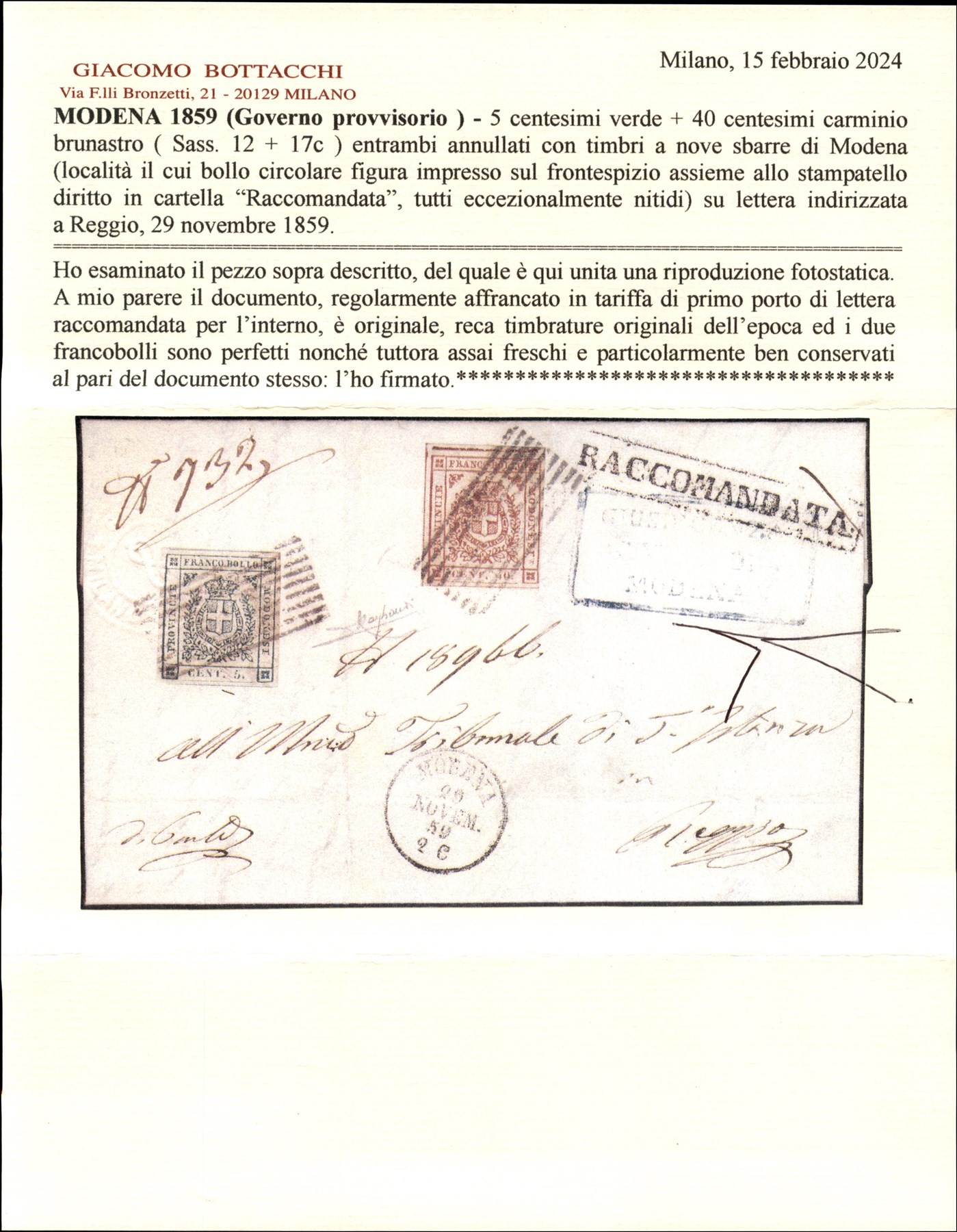 ITALIA / Antichi Stati Italiani / Modena / Posta ordinaria