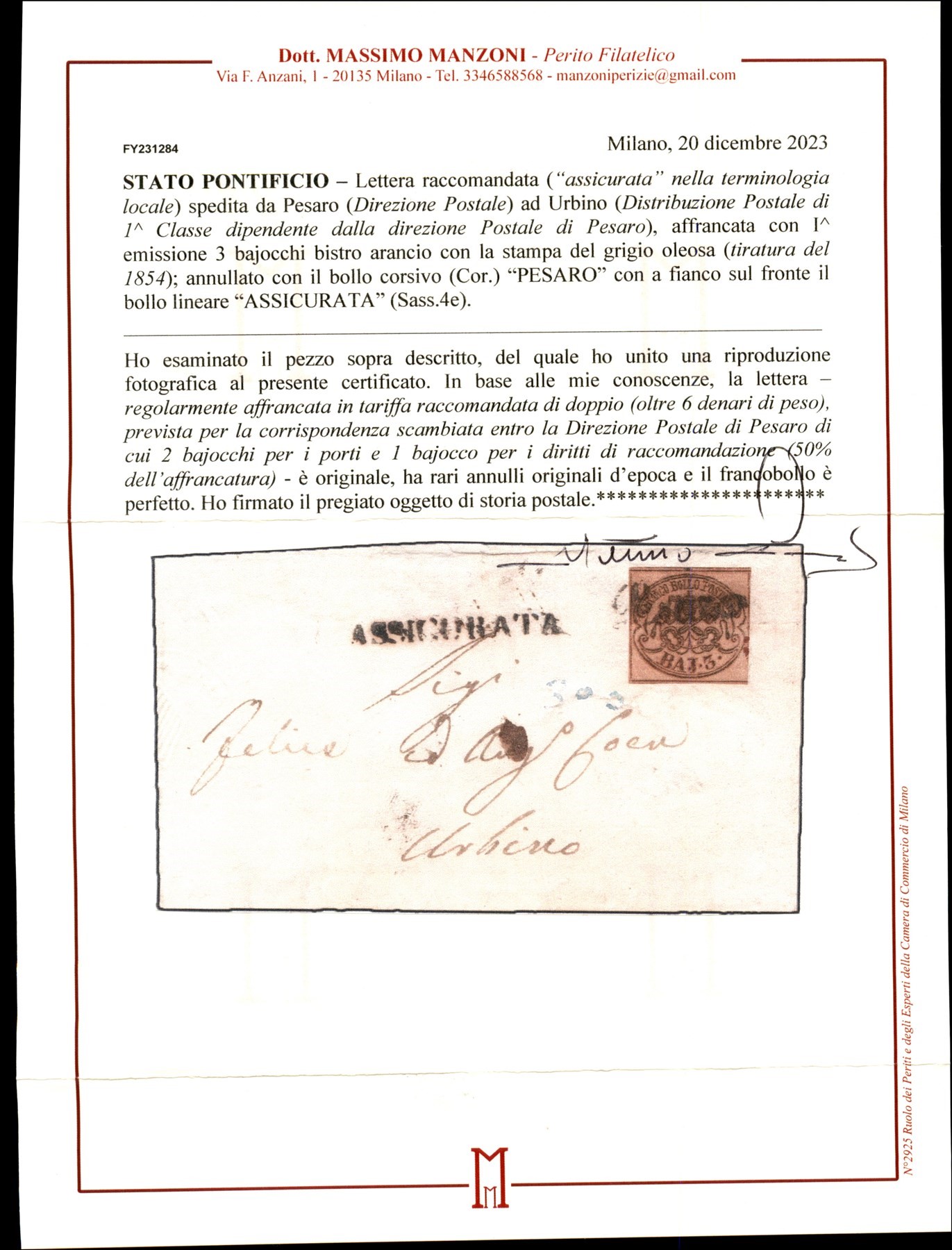 Italia / Antichi Stati Italiani / Stato Pontificio / Posta Ordinaria