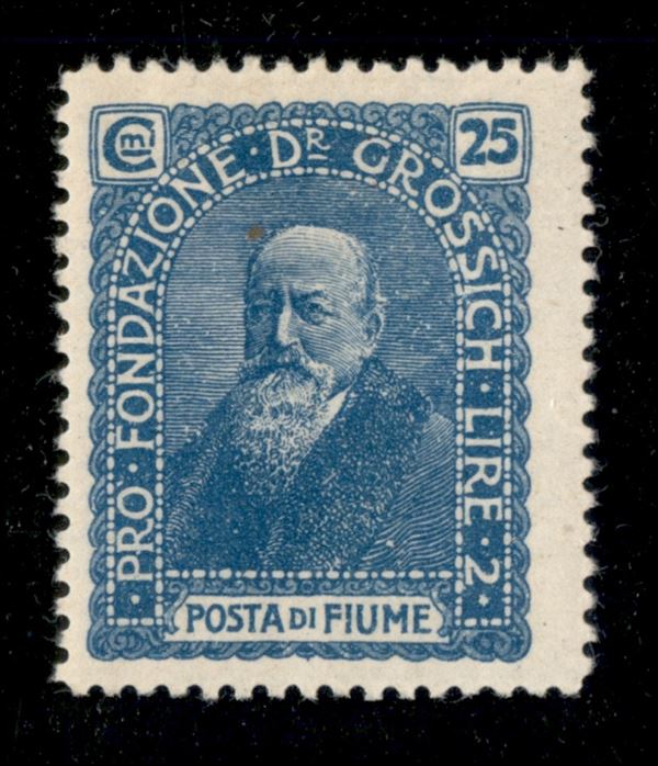 1919 - 25 cent Grossich (74b - celeste) - gomma originale (150)