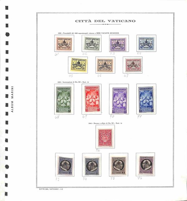 VATICANO - 1939/1962 - Collezione del periodo di valori nuovi compresi servizi in un album Marini - interessante