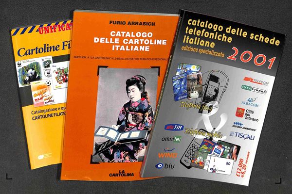 BIBLIOTECA FILATELICA - Interessante lotto composto da libri cataloghi studi e pubblicazioni filateliche relativi a vari settori del collezionismo postale - 20 volumi con alcune interessanti presenze in una scatola - ottimo per regali