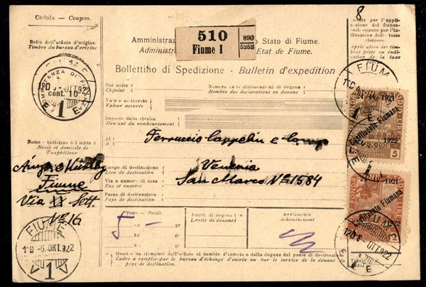 ITALIA / Occupazioni I guerra mondiale / Fiume / Posta ordinaria