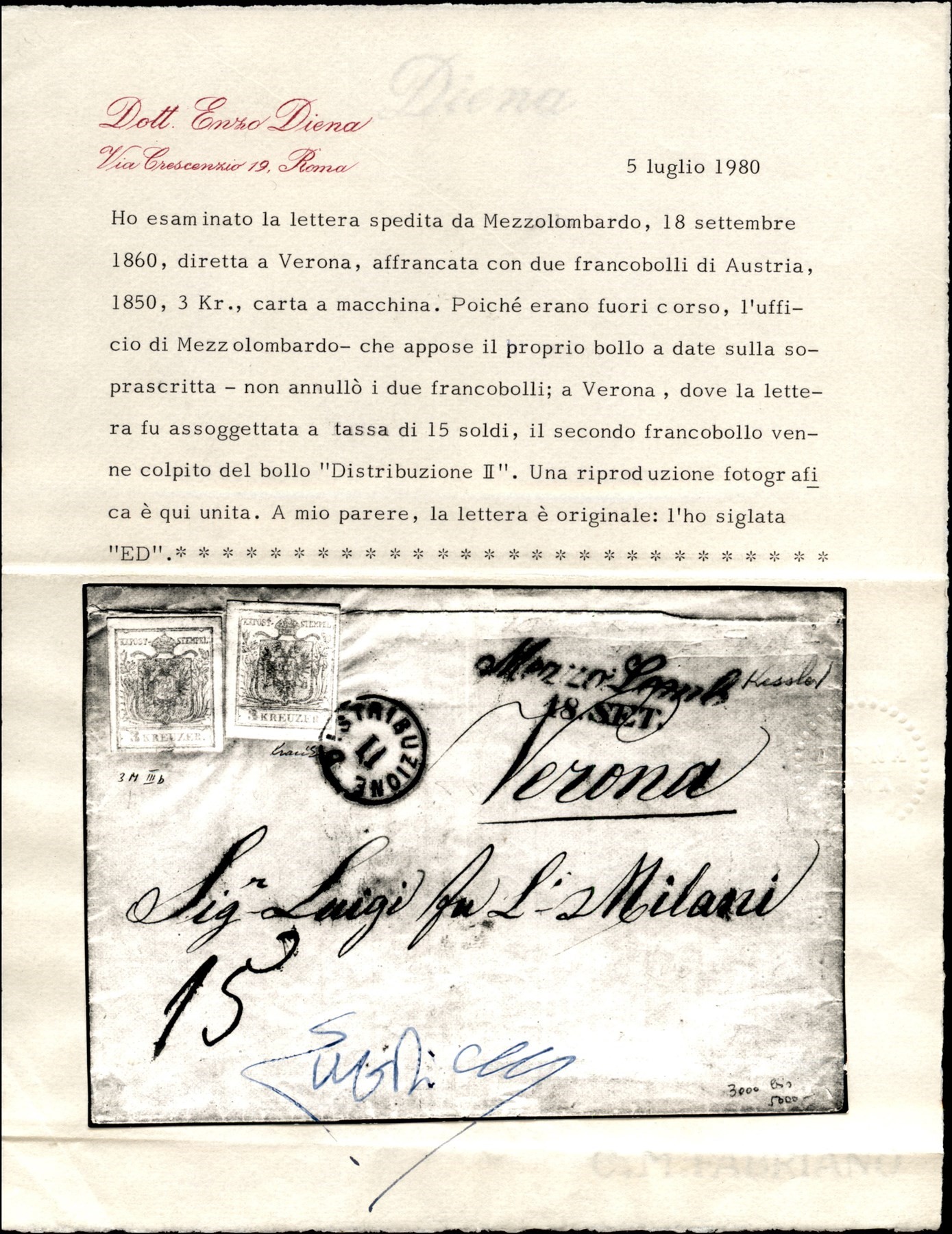 ITALIA / Antichi Stati Italiani / Lombardo Veneto / Territori italiani d'Austria / Posta ordinari...