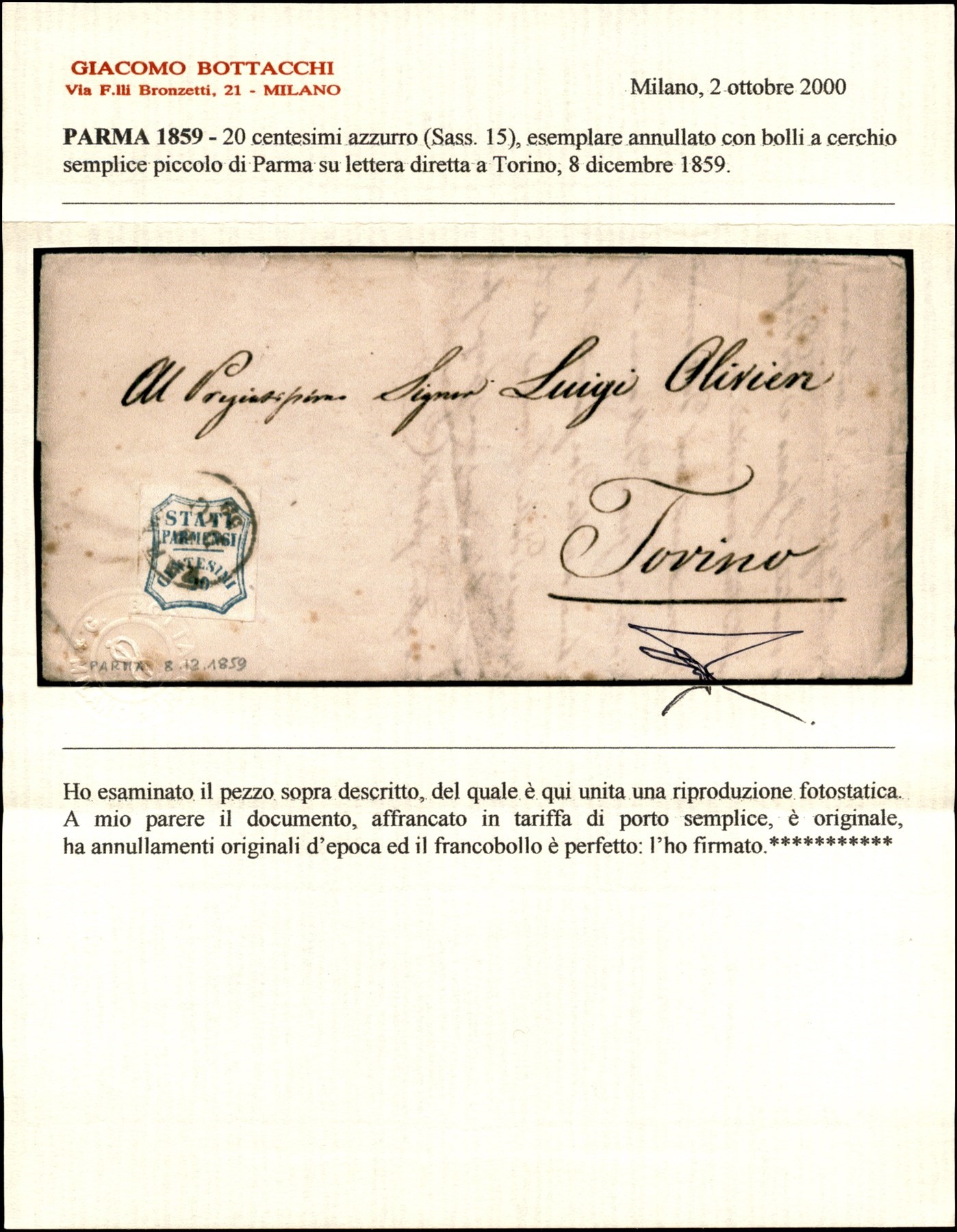 Italia / Antichi Stati Italiani / Parma / Posta Ordinaria