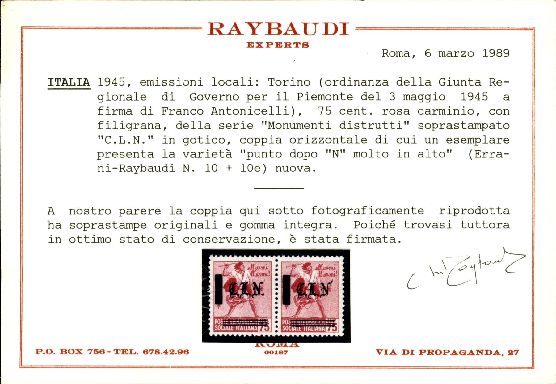 Italia / C.L.n. / Torino / Posta Ordinaria